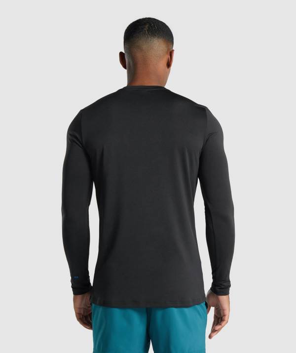 Panske Mikiny Gymshark Arrival Long Sleeve Graphic Čierne | VC8509263